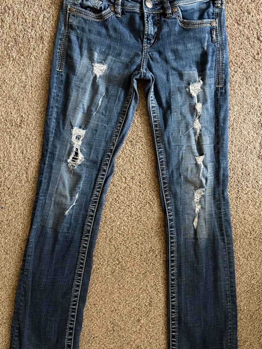 Silver Jeans Distressed Skinny Jeans - Blue Wash